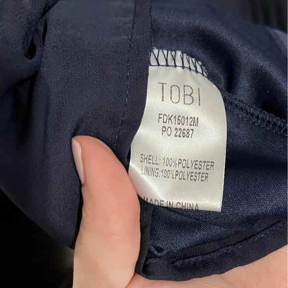 NWT Medium Tobi Kiss Me Hello Babydoll Navy Pleated Mini Dress - Picture 6 of 12